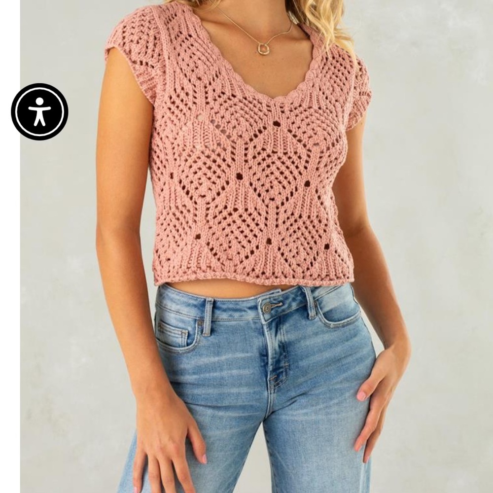Isla sleeveless crocheted crop sweater